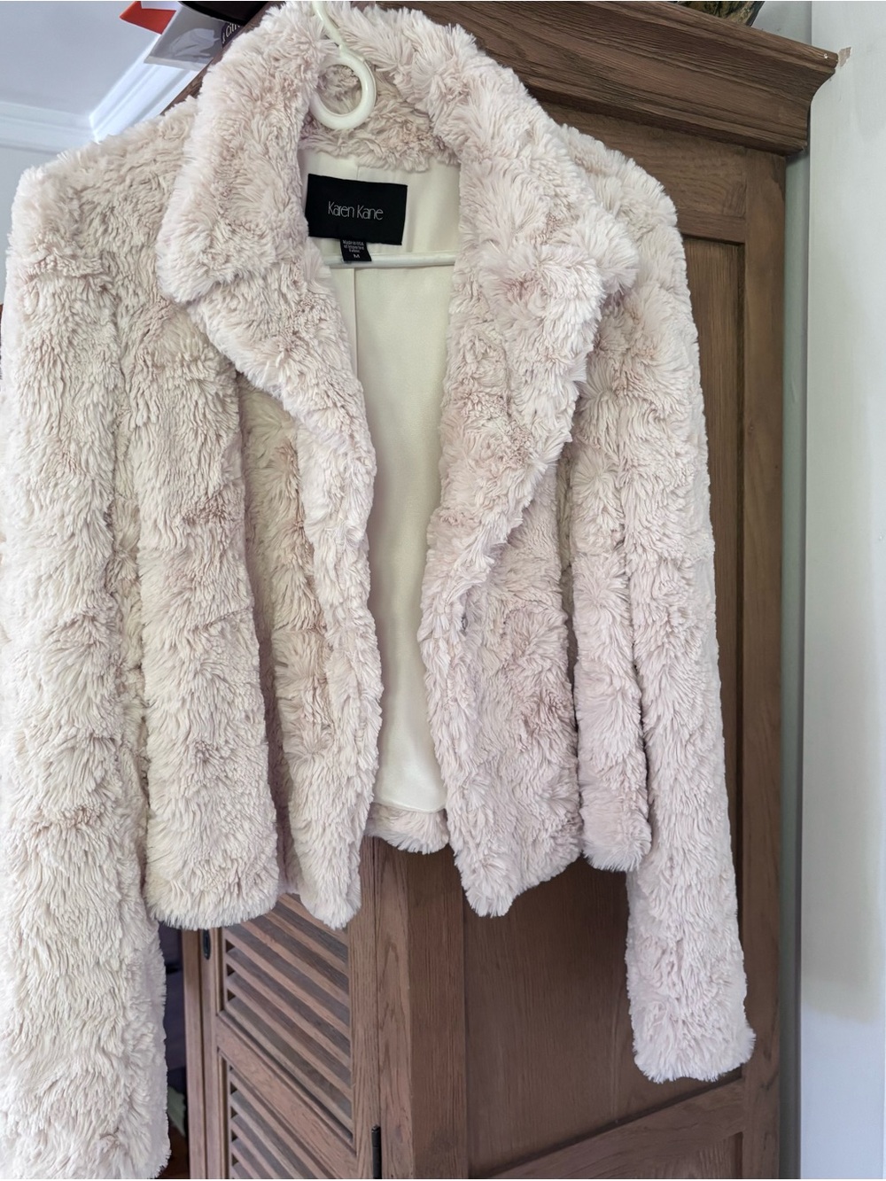 Karen Kane Women's Plush Faux Fur Jacket - cream